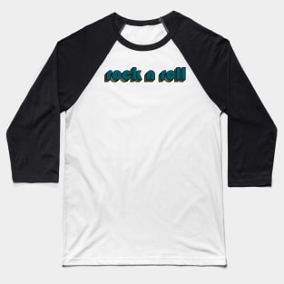 Rock N Roll // Rock N Roll Retro Rainbow Typography Style // 70s Baseball T-Shirt